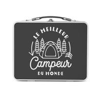 Lunch Box Métal Argenté pour Sandwich et Snack - Le Meilleur Campeur du Monde Vacances Voyage Camping Nature Montagne Foret - Boîte à Goûter Aluminium Gamelle Rigide Style Rétro Imprimée en France