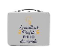 Lunch Box Métal Argenté pour Sandwich et Snack - Le Meilleur Prof de Philo du Monde Philosophie Professeur Lycee Universite - Boîte à Goûter Aluminium Gamelle Rigide Style Rétro Imprimée en France
