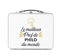 Lunch Box Métal Argenté pour Sandwich et Snack - Le Meilleur Prof de Philo du Monde Philosophie Professeur Lycee Universite - Boîte à Goûter Aluminium Gamelle Rigide Style Rétro Imprimée en France