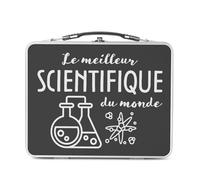 Lunch Box Métal Argenté pour Sandwich et Snack - Le Meilleur Scientifique du Monde Science Physique Mathématique Biologie Einstein - Boîte à Goûter Aluminium Gamelle Rigide Style Rétro Imprimée en