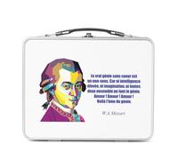 Lunch Box Métal Argenté pour Sandwich et Snack - Le Vrai Génie Sans Coeur Est Un Non-sens Mozart Citation Musique Créativité - Boîte à Goûter Aluminium Gamelle Rigide Style Rétro Imprimée en France
