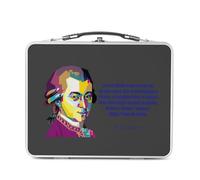Lunch Box Métal Argenté pour Sandwich et Snack - Le Vrai Génie Sans Coeur Est Un Non-sens Mozart Citation Musique Créativité - Boîte à Goûter Aluminium Gamelle Rigide Style Rétro Imprimée en France