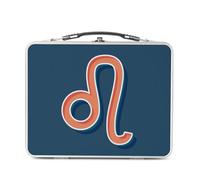 Lunch Box Métal Argenté pour Sandwich et Snack - Lion Signe astrologie Zodiaque Astres Métaphore Symbole Figure Allegorie - Boîte à Goûter Aluminium Gamelle Rigide Style Rétro Imprimée en France