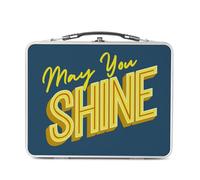 Lunch Box Métal Argenté pour Sandwich et Snack - May You Shine Typographie Message Self Love Amour Bien Etre Positive Vibes - Boîte à Goûter Aluminium Gamelle Rigide Style Rétro Imprimée en France