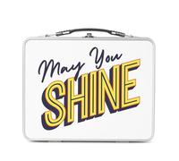 Lunch Box Métal Argenté pour Sandwich et Snack - May You Shine Typographie Message Self Love Amour Bien Etre Positive Vibes - Boîte à Goûter Aluminium Gamelle Rigide Style Rétro Imprimée en France