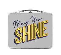 Lunch Box Métal Argenté pour Sandwich et Snack - May You Shine Typographie Message Self Love Amour Bien Etre Positive Vibes - Boîte à Goûter Aluminium Gamelle Rigide Style Rétro Imprimée en France