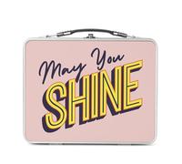 Lunch Box Métal Argenté pour Sandwich et Snack - May You Shine Typographie Message Self Love Amour Bien Etre Positive Vibes - Boîte à Goûter Aluminium Gamelle Rigide Style Rétro Imprimée en France