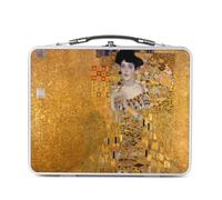 Lunch Box Métal Argenté pour Sandwich et Snack - Peinture Gustav Klimt Portrait d'Adèle Bloch Bauer I Art Vintage Original Or Doré - Boîte à Goûter Aluminium Gamelle Rigide Style Rétro Imprimée en