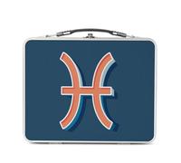 Lunch Box Métal Argenté pour Sandwich et Snack - Poissons Signe astrologie Zodiaque Astres Métaphore Symbole Figure Allegorie - Boîte à Goûter Aluminium Gamelle Rigide Style Rétro Imprimée en France
