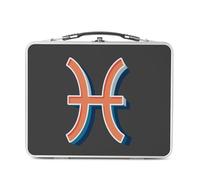 Lunch Box Métal Argenté pour Sandwich et Snack - Poissons Signe astrologie Zodiaque Astres Métaphore Symbole Figure Allegorie - Boîte à Goûter Aluminium Gamelle Rigide Style Rétro Imprimée en France