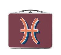 Lunch Box Métal Argenté pour Sandwich et Snack - Poissons Signe astrologie Zodiaque Astres Métaphore Symbole Figure Allegorie - Boîte à Goûter Aluminium Gamelle Rigide Style Rétro Imprimée en France