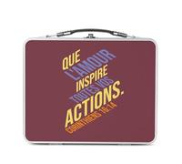 Lunch Box Métal Argenté pour Sandwich et Snack - Que L'amour Inspire Toutes Vos Actions Corinthiens Bible Verset Citation Religion Spiritualité - Boîte à Goûter Aluminium Gamelle Rigide Style Rétro