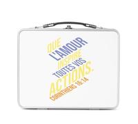 Lunch Box Métal Argenté pour Sandwich et Snack - Que L'amour Inspire Toutes Vos Actions Corinthiens Bible Verset Citation Religion Spiritualité - Boîte à Goûter Aluminium Gamelle Rigide Style Rétro