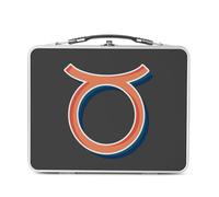 Lunch Box Métal Argenté pour Sandwich et Snack - Taureau Signe astrologie Zodiaque Astres Métaphore Symbole Figure Allegorie - Boîte à Goûter Aluminium Gamelle Rigide Style Rétro Imprimée en France