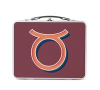 Lunch Box Métal Argenté pour Sandwich et Snack - Taureau Signe astrologie Zodiaque Astres Métaphore Symbole Figure Allegorie - Boîte à Goûter Aluminium Gamelle Rigide Style Rétro Imprimée en France