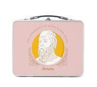 Lunch Box Métal Argenté pour Sandwich et Snack - The Unexamined Life Is Not Worth Living Socrates Quote Wisdom Philosophy Inspire - Boîte à Goûter Aluminium Gamelle Rigide Style Rétro Imprimée en
