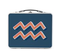 Lunch Box Métal Argenté pour Sandwich et Snack - Verseau Signe astrologie Zodiaque Astres Métaphore Symbole Figure Allegorie - Boîte à Goûter Aluminium Gamelle Rigide Style Rétro Imprimée en France