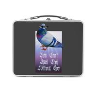 Lunch Box Métal Argenté pour Sandwich et Snack - You Can't Spell Cool Collage Vintage Illustration Art Animal Pigeon Humour Puns Zoomer Streetwear Parodie - Boîte à Goûter Aluminium Gamelle Rigide