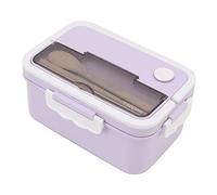 Lunch Box Poignée Portable Bien Scellée Résistant À La Chaleur 1500ml Boîte À En Plastique Avec Cuillère À Baguettes Pour Les Employés De Bureau (Taro Violet)