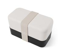 MONBENTO - Lunch Box Original beige/noir - Lunch Box Micro Ondable pour Adultes - Boite Lunch Hermétique 2 étages - Idéal pour Travail/Meal Prep - Sans BPA - Compatible Lave-Vaisselle - Made in France