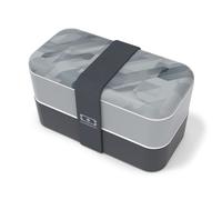 monbento - Lunch Box MB Original graphic Dimensions - Lunch Box Micro ondable pour Hommes - Boite Lunch Hermétique 2 étages - Idéal pour Travail - Sans BPA - Made in France - Motif Géométrique Gris