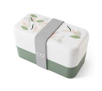 monbento - Lunch Box Original graphic vert Leaves - Lunch Box Micro Ondable pour Adultes - Boite Lunch Hermétique 2 étages - Idéal pour Travail/Pique-niques - Sans BPA - Made in France - Motif Nature