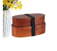 Lunch Box - Séparateur réglable en bois, conteneur à bentto à deux couches | Stockage de nourriture portable, support alimentaire réutilisable, organisateur de pique-nique écologique pour voyager