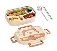 Lunch Box - Stainless Steel And PP, 9.06x6.69x2.95in Storage Container 3-Compartment Leakproof Box | Portable Food Organizer With Cutlery, Insulated Meal Container For School, Office, Picnic