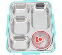 Lunch Box with Lid 5 Compartments Heat Preservation Stainless Steel Lunch Container Box with Chopsticks Spoon Soup Bowl Green (Boîte à lunch avec couvercle, 5 compartiments, préservation de la chaleur