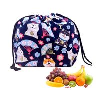 Lunch Handy Bag - 11,8 x 7,87 in Japanese Drawstring Tote, Portable Reusable Storage Lunch Bag | Long Lasting Travel Offices Work Meal Organizer for Women School Picnic Outdoors Eco Friendly Carry
