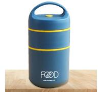 Lunch Thermal Empilable,Conteneurs Thermiques Empilables,Pot de nourriture pour isolé sous vide en acier inoxydable à double paroi à 2 niveaux - Rangement réutilisable en acier inoxydable pour déjeune