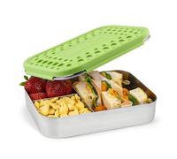 LunchBots Bento Trio Récipient alimentaire en acier inox - Conception à 3 compartiments pour sandwich et 2 accompagnements - Boîte repas Bento pour enfants et adultes - Compatible lave-vaisselle et sans BPA - Vert