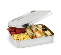 LunchBots Bento Trio Récipient alimentaire en acier inox - Conception à 3 compartiments pour sandwich et 2 accompagnements - Boîte repas Bento pour enfants et adultes - Compatible lave-vaisselle et sans BPA - Acier inox