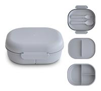 Mushie Boîte à repas Cloud – Compartiments verrouillables, séparateur, fourchette & cuillère – Gris