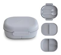 Mushie Boîte à repas Cloud – Compartiments verrouillables, séparateur, fourchette & cuillère – Gris