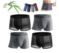LUNCHS Boxer en Fibre de Bambou, Boxer en Fibre de Bambou, sous-vêtements pour Hommes en Nylon Respirant (XL,4 pcs - C)