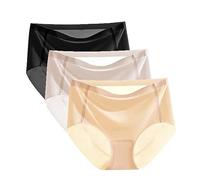 LUNCHS sous-vêtements en Soie glacée Ultra Fins et Non marquants, Culottes Invisibles de Sport Respirantes et Extensibles, Culottes en Soie glacée Ultra Fines sans Couture pour Femmes (3pcs-B,XXL)