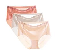 LUNCHS sous-vêtements en Soie glacée Ultra Fins et Non marquants, Culottes Invisibles de Sport Respirantes et Extensibles, Culottes en Soie glacée Ultra Fines sans Couture pour Femmes (3pcs-A,XL)