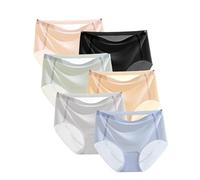 LUNCHS sous-vêtements en Soie glacée Ultra Fins et Non marquants, Culottes Invisibles de Sport Respirantes et Extensibles, Culottes en Soie glacée Ultra Fines sans Couture pour Femmes (6PCS,XXL)