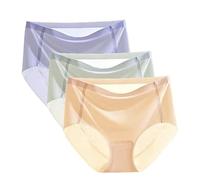 LUNCHS sous-vêtements en Soie glacée Ultra Fins et Non marquants, Culottes Invisibles de Sport Respirantes et Extensibles, Culottes en Soie glacée Ultra Fines sans Couture pour Femmes (3pcs-C,XL)
