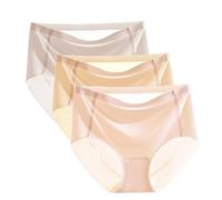 LUNCHS sous-vêtements en Soie glacée Ultra Fins et Non marquants, Culottes Invisibles de Sport Respirantes et Extensibles, Culottes en Soie glacée Ultra Fines sans Couture pour Femmes (3pcs-D,XL)