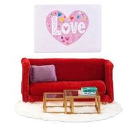 Lundby Maison de Poupées Rouge Canapé Et Café Tables Set Assis Meubles Pièce 1 :