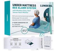 Lunderg Alarme sous matelas pour adultes âgés - Capteur sans fil avec alerte précoce et téléavertisseur - Alarmes de lit et prévention des chutes pour les personnes âgées et les patients atteints de