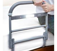 Lunderg Barrière de lit pour personnes âgées et adultes - Grande taille - avec lumière de mouvement et poignée antidérapante - Barrière de lit pour personnes âgées et patients chirurgicaux - La canne