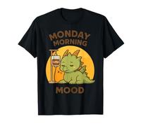 Lundi Matin café Dragon Humour Motif rétro T-Shirt
