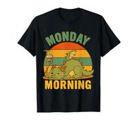 Lundi Matin café Dragon Humour Motif rétro T-Shirt