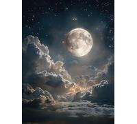 Lune 5D Diamond Painting Kits, Ciel éToilé Diamond Painting Enfant, DIY Débutant Peinture Diamant Loisirs Créatifs Adultes Kits, Diamant Point de Croix, Cadeau Femme, Decoration Salon, 90x120cm J-8173