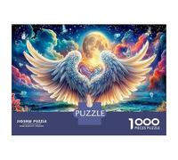 Lune Ailes Anges pour La Maison : 1000 Pièces Puzzles en Carton Puzzles De Casse-tête Angel Wings Heart Shape Défi De Jeu Éducatif Et Activités Fun, Une Superbe Idée Cadeau pour Toute La Famille 52x3
