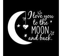 Lune avec des étoiles Je t'aime jusqu'à la lune et retour Citation bébé Stickers lettrage 68x92.9cm N'abîme pas le mur Blanc