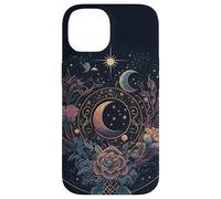 Lune céleste et Galaxie Florale | Nuit Cosmique Mystique Coque pour iPhone 14